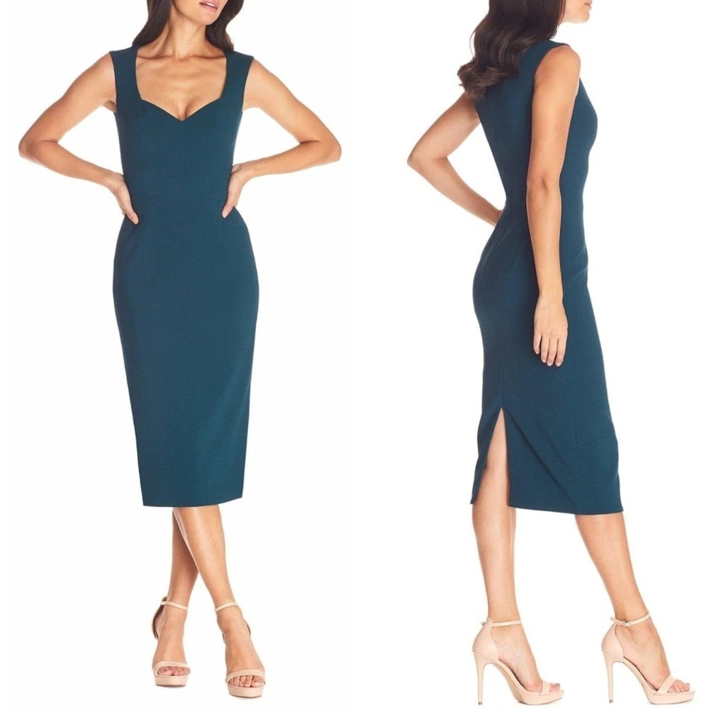 NWT Dress The Population Elle Queen Anne Neckline Midi Dress in Pine Sz. XL
